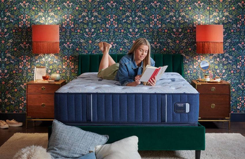 Woman on Stearns and Foster mattress